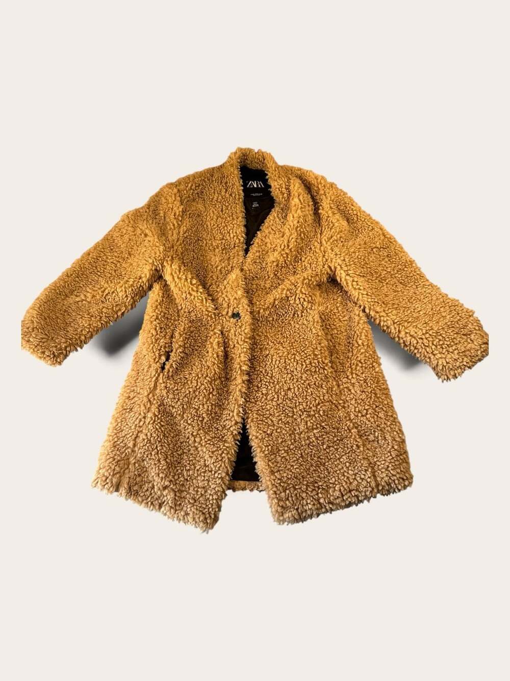 Zara Brown Faux Shearling Teddy Bear Coat Size XS - Picture 2 of 7